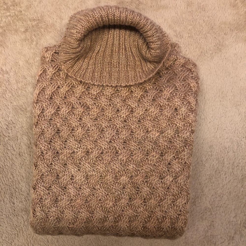 Warehouse Women Turtleneck Knit Sweater Size Small Camel Brown